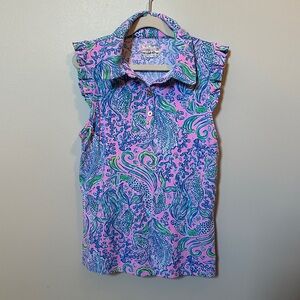 Lilly Pulitzer Luxletic Pink and Blue sleeveless polo.   Women’s XS
